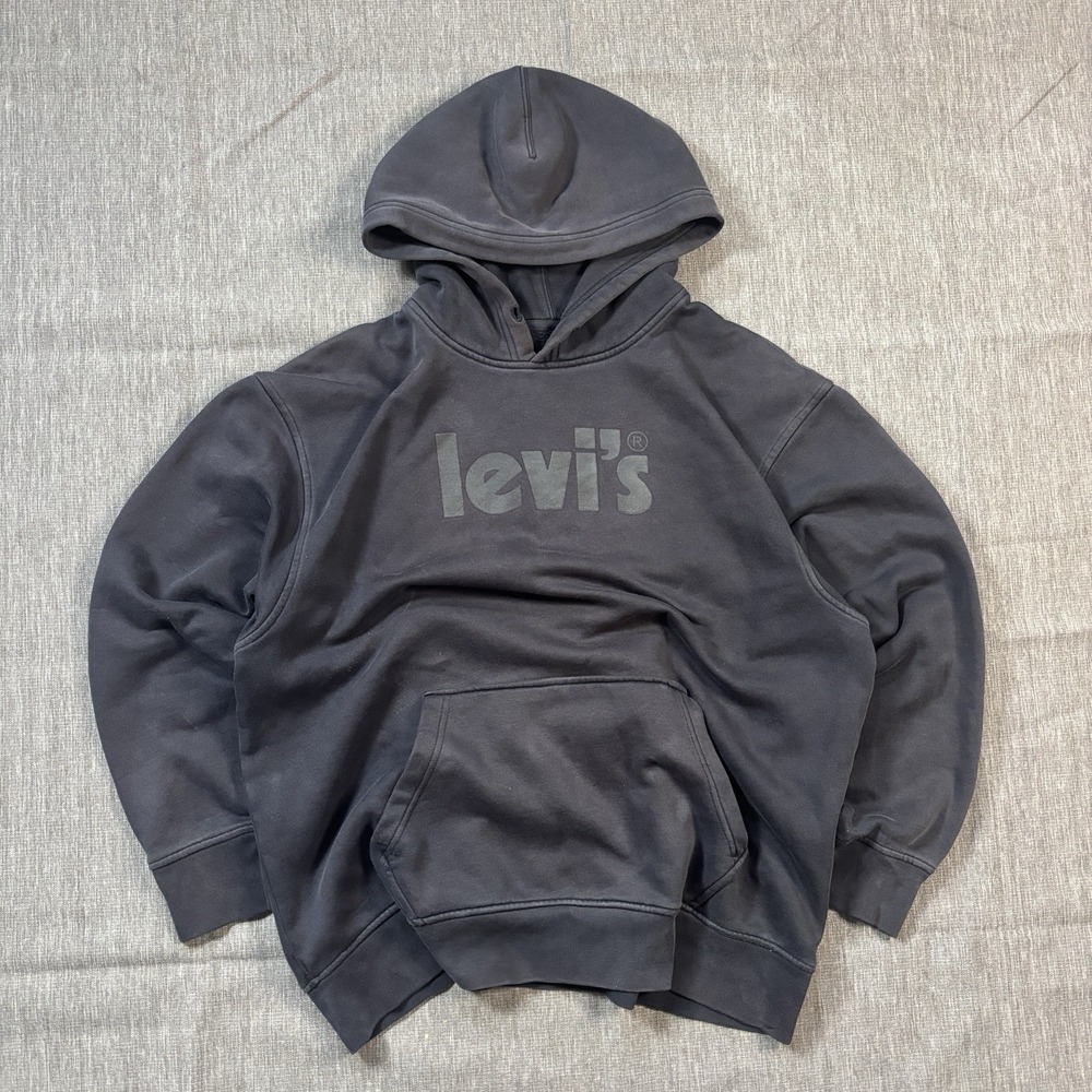 Vintage Levi's Black Hoodie with Faded Logo - L